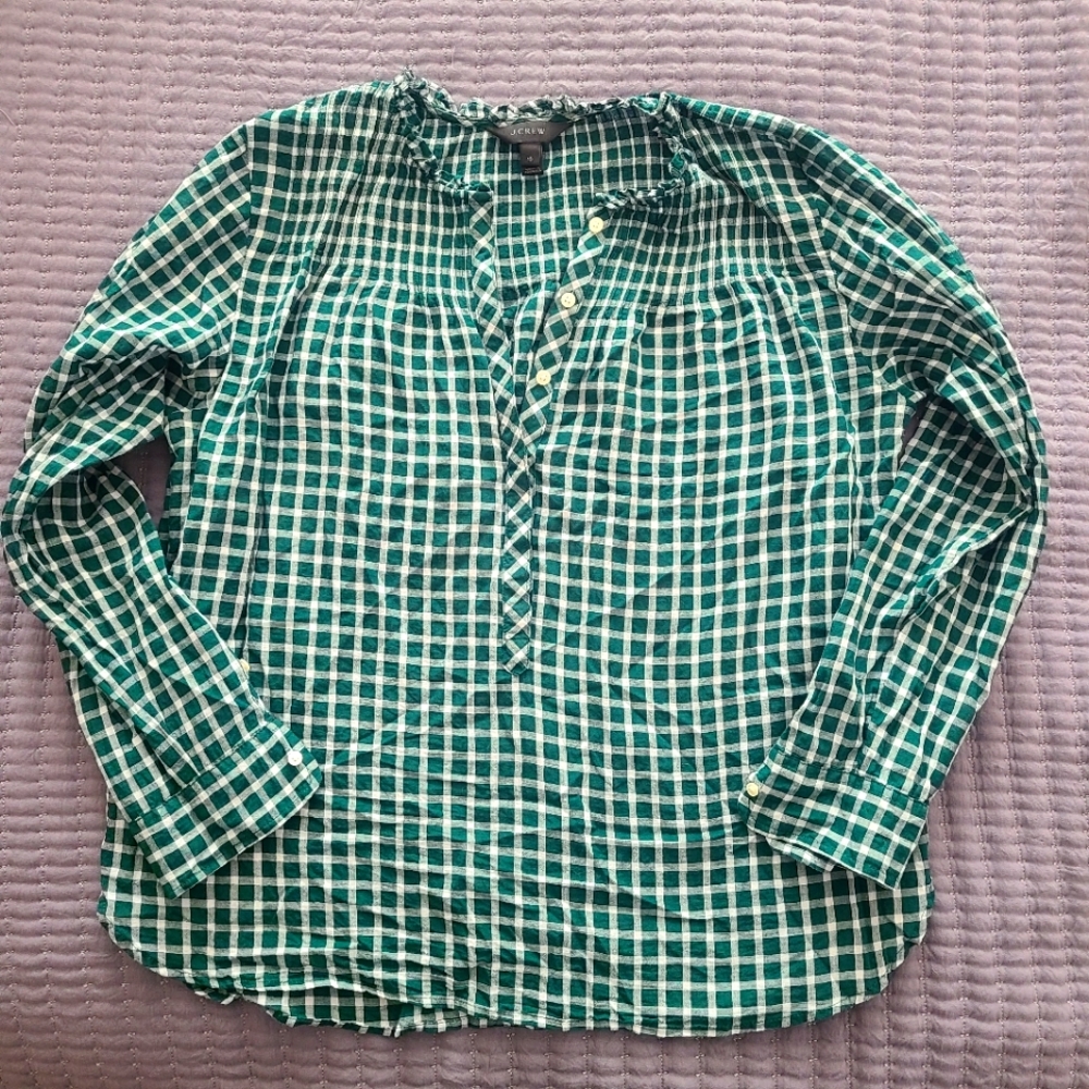 J.Crew windowpane print popover top